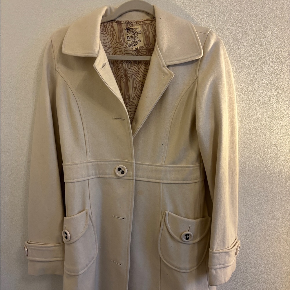 Tulle Cream Trench Coat for Women